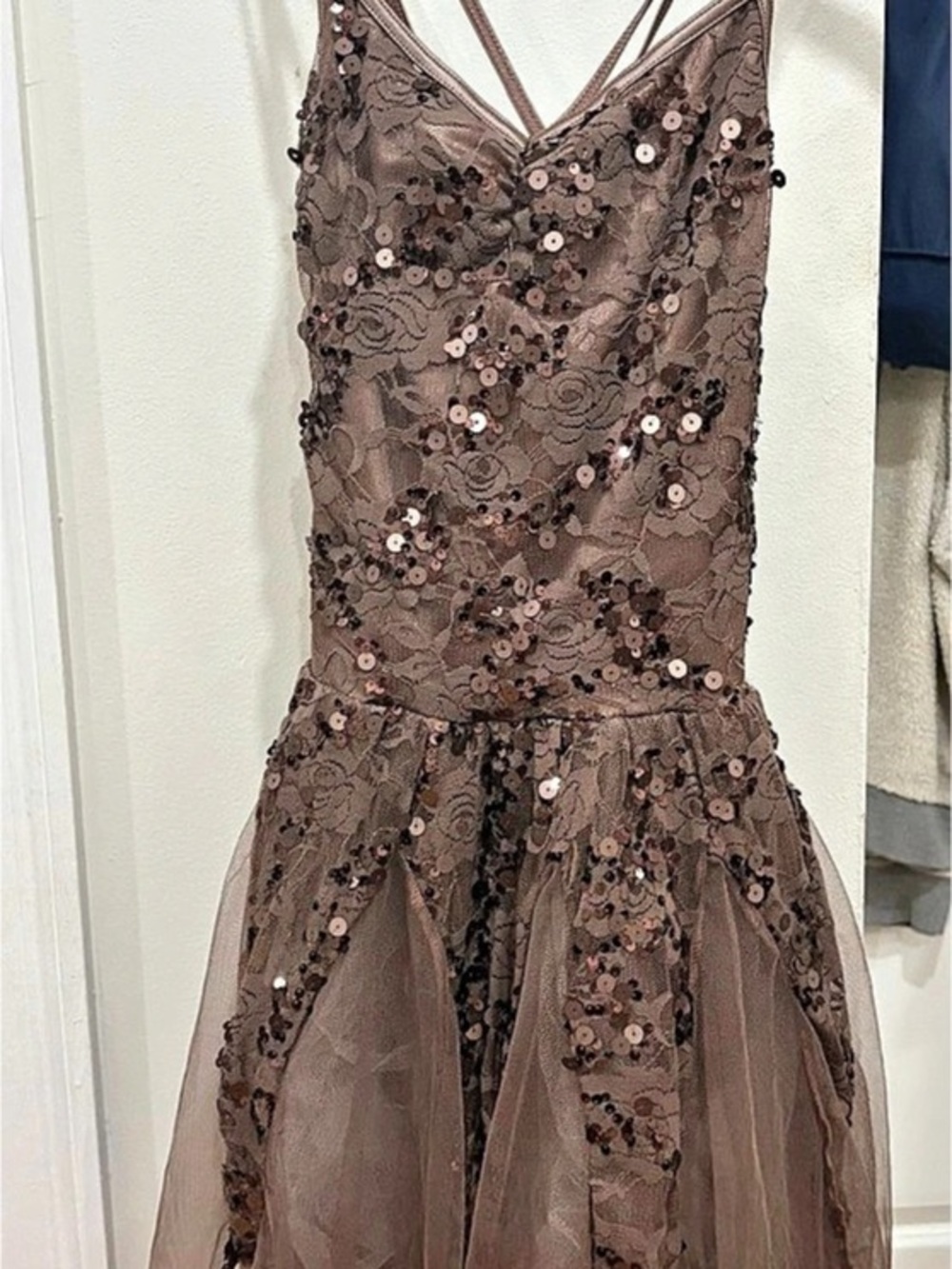 Weissman SA Small Adult Taupe Sequin Lace Lyrical Dance Costume